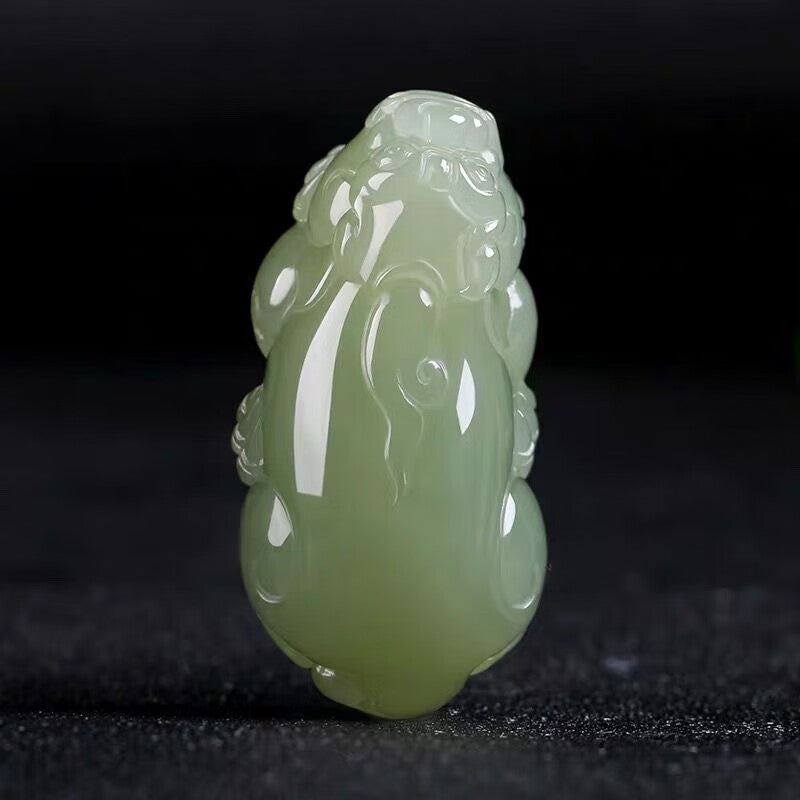 Natural Afghan Jade Pixiu Handheld Ornament, Bluish - white Jade Pixiu Pendant, Imitation Hetian Jade Men's & Women's Style Jade Pendant