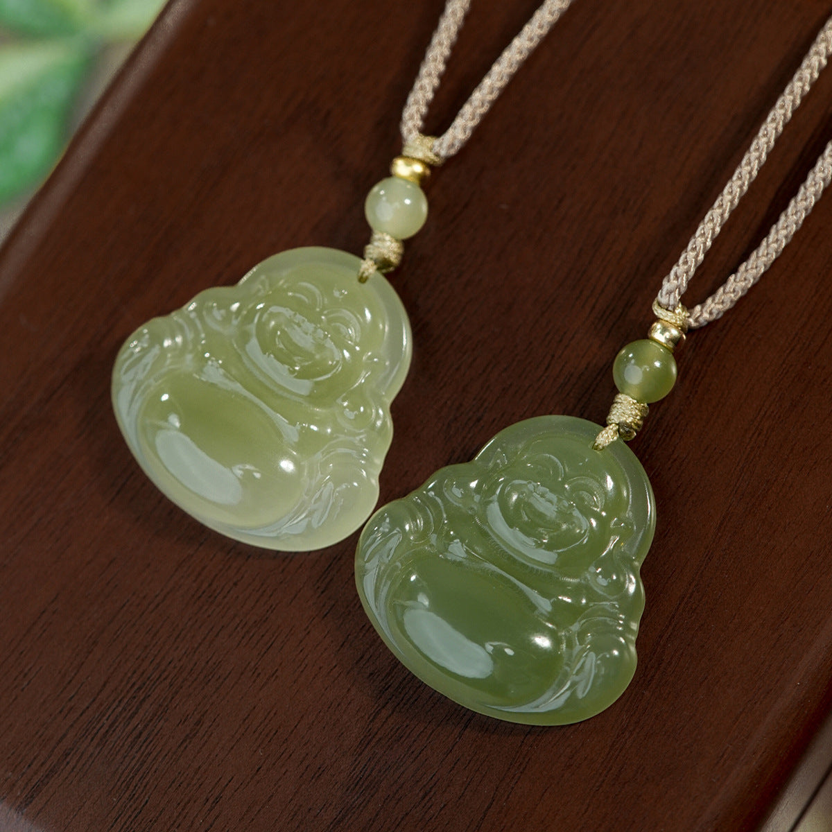 Natural Afghan Jade Clear Water - Color Laughing Buddha Pendant, Antique Green Big - Bellied Buddha Jade Bracelet, Maitreya Buddha (Laughing Buddha) Jade Pendant