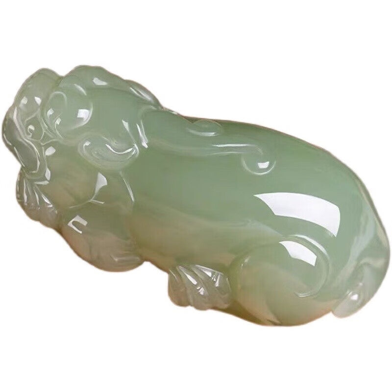 Natural Afghan Jade Pixiu Handheld Ornament, Bluish - white Jade Pixiu Pendant, Imitation Hetian Jade Men's & Women's Style Jade Pendant