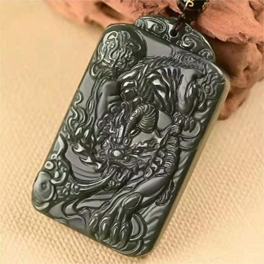 Natural Xinjiang Hetian Jade Pixiu Pendant, Blue - Green Jade Majestic Pixiu Jade Plaque, Men's Jade Plaque Pendant, Factory Wholesale