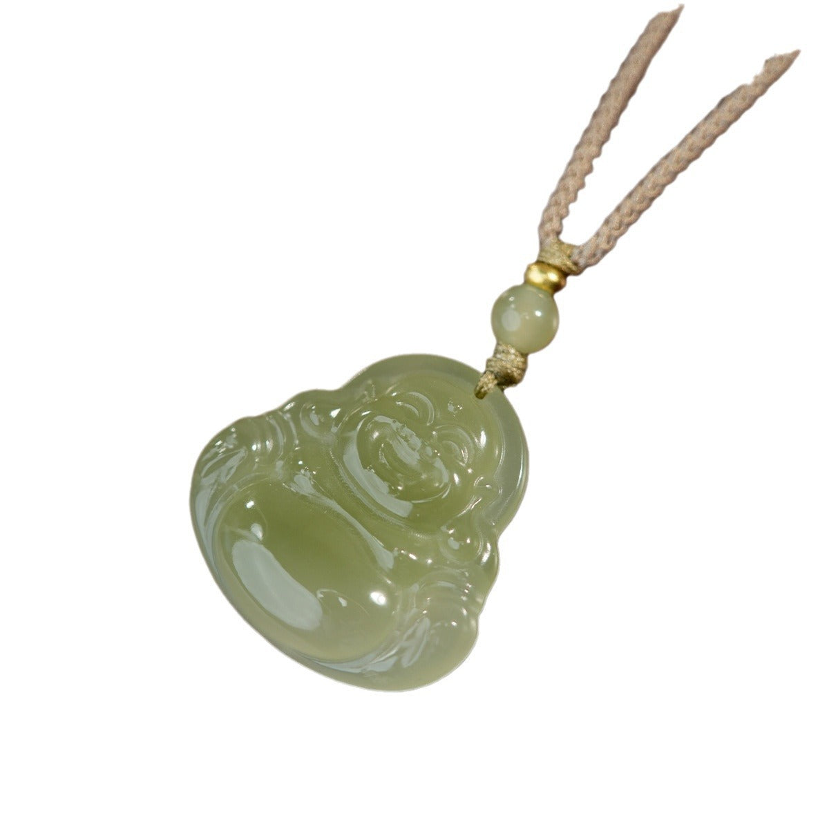 Natural Afghan Jade Clear Water - Color Laughing Buddha Pendant, Antique Green Big - Bellied Buddha Jade Bracelet, Maitreya Buddha (Laughing Buddha) Jade Pendant